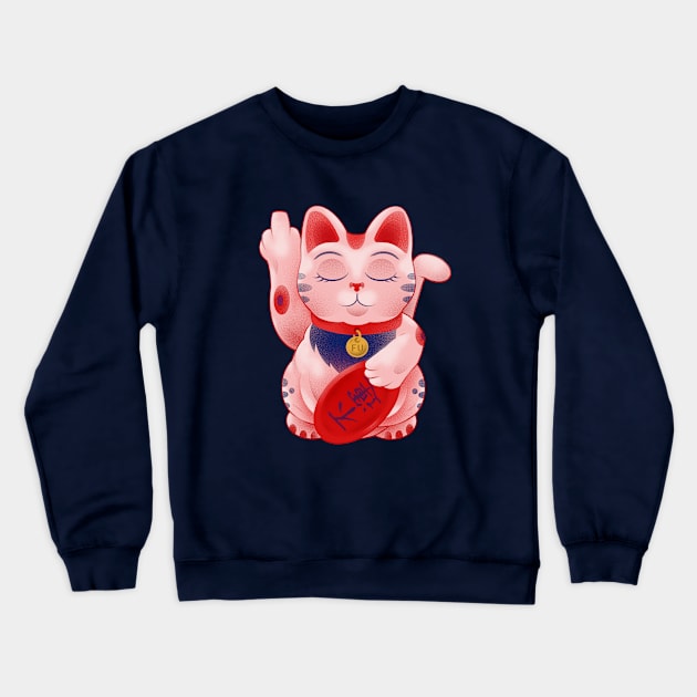 Lucky Cat Crewneck Sweatshirt by bigbadrobot